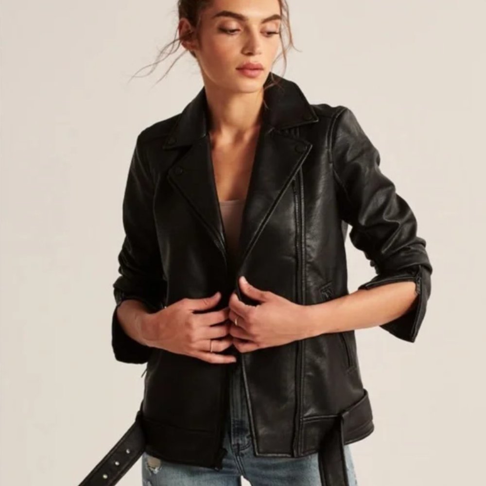 Abercrombie & Fitch Faux / Vegan Leather Biker Jacket